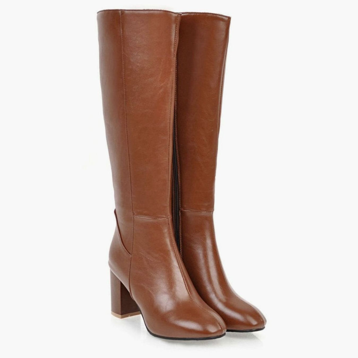 Women's High Block Heel Side-Zip Knee-High Riding Boots