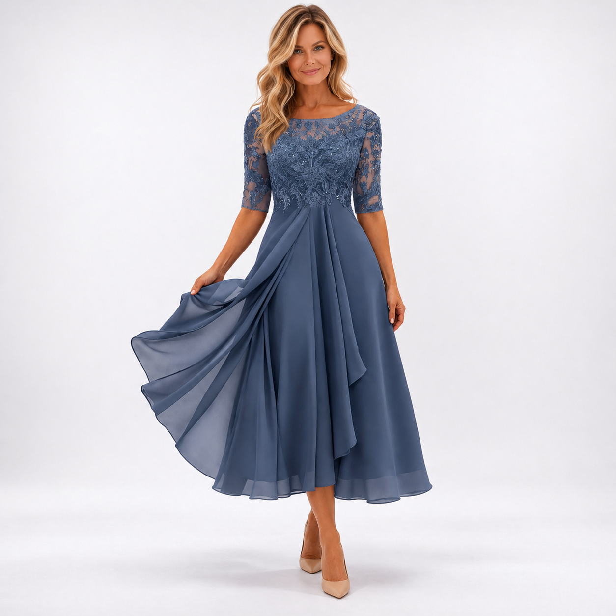 Women's Lace A-line Midi Dress