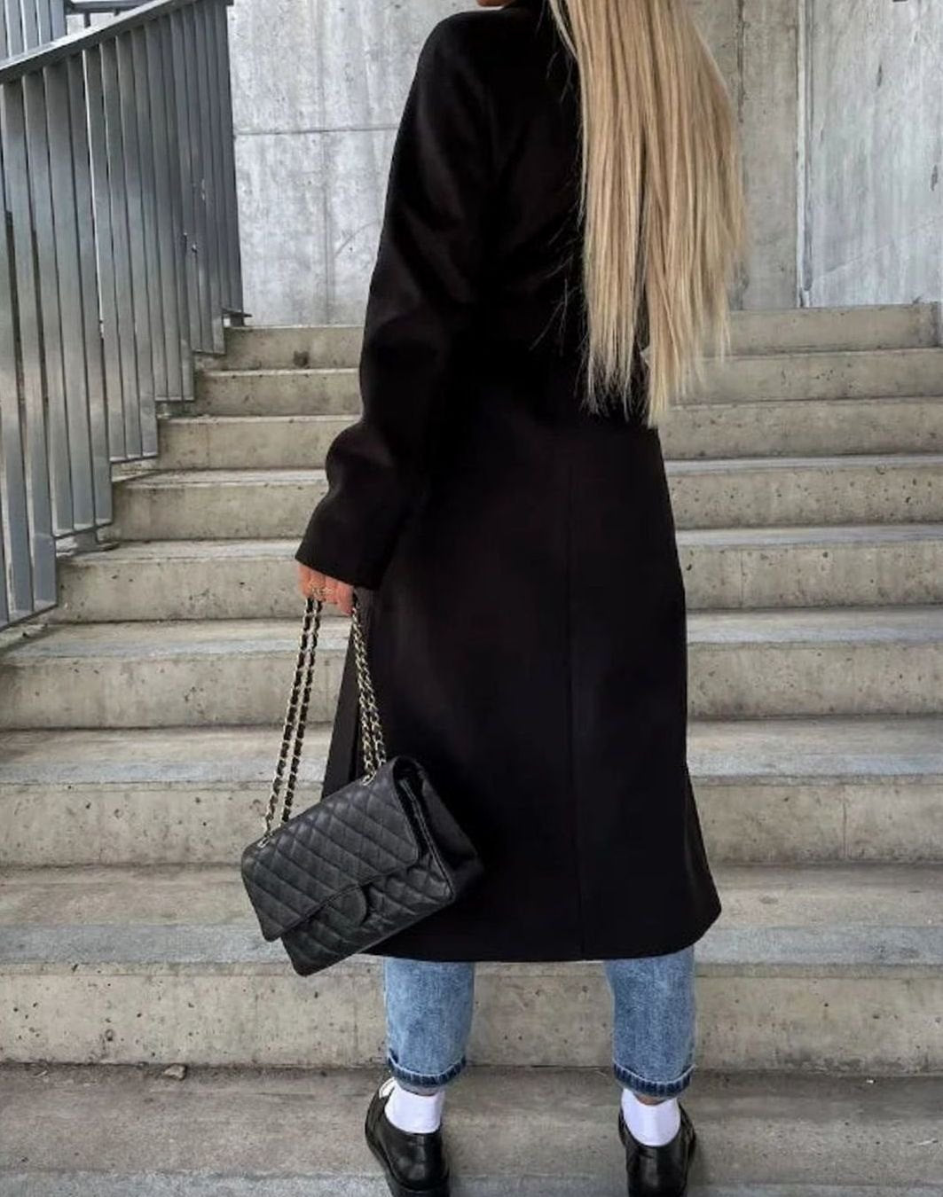 Women's Long Lapel Double-Breasted Coat