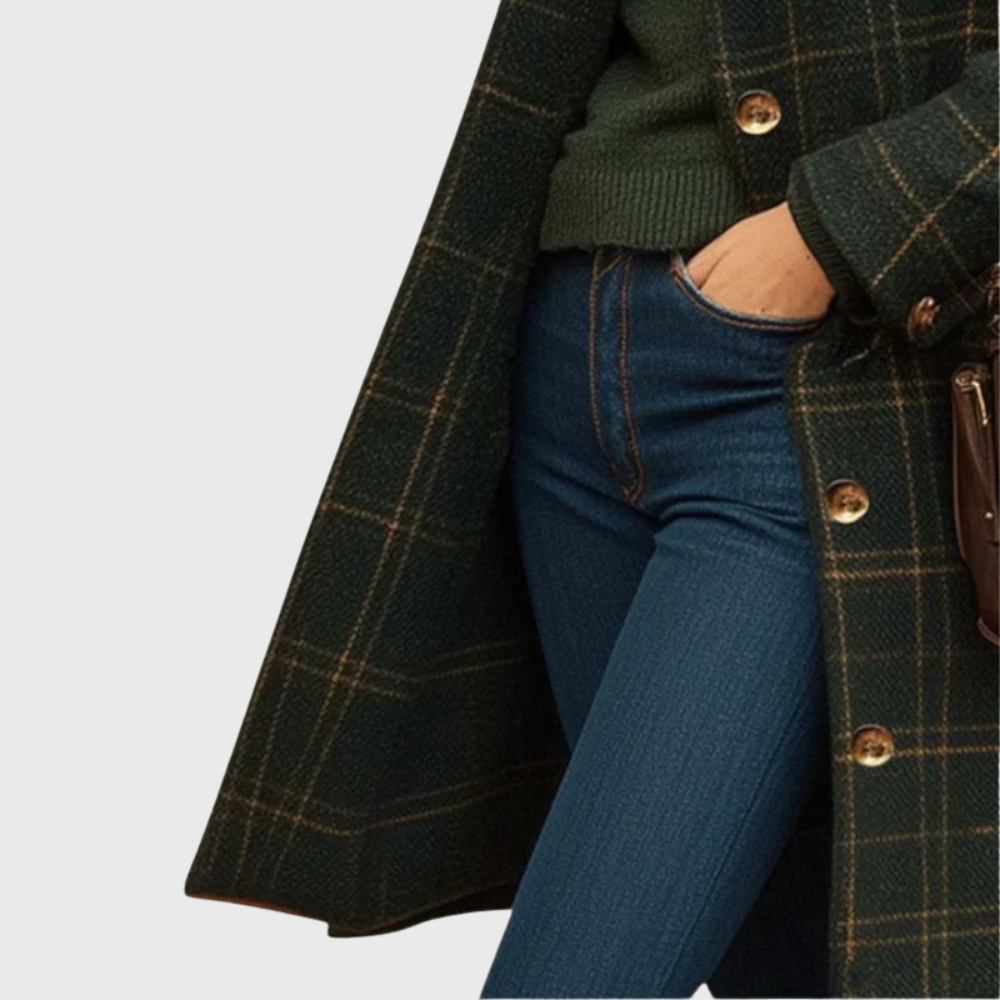 Women's Longline Coat with Button Front and Lapel Collar