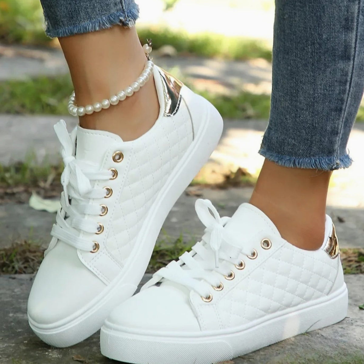 Women's Orthopedic Quilted Lace-Up Platform Sneakers