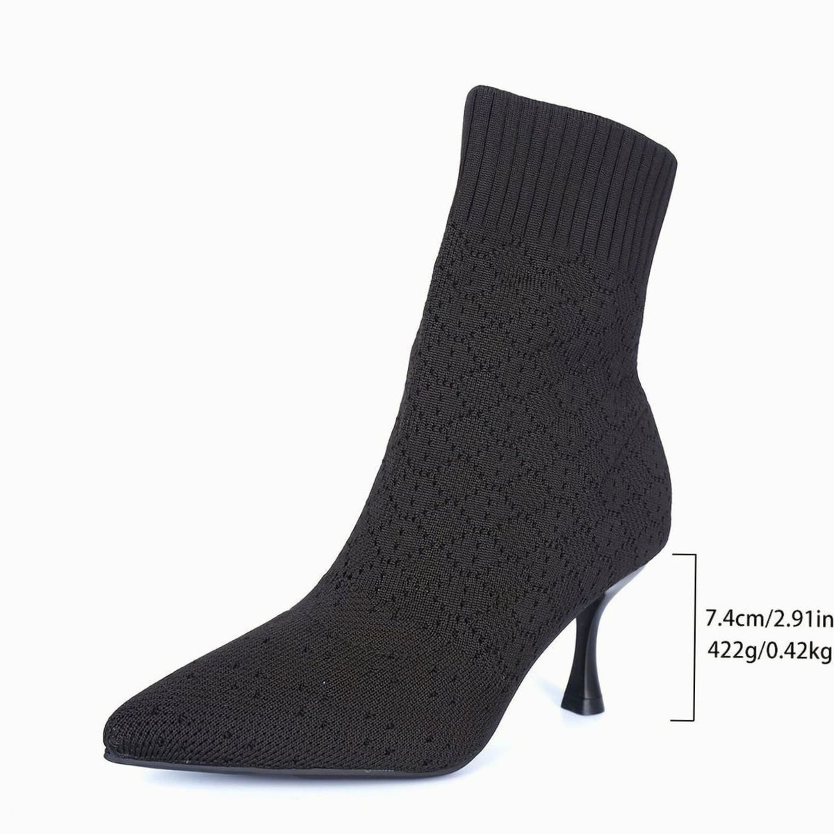 Women's Pointed-Toe Knit Sock Stiletto Ankle Boots