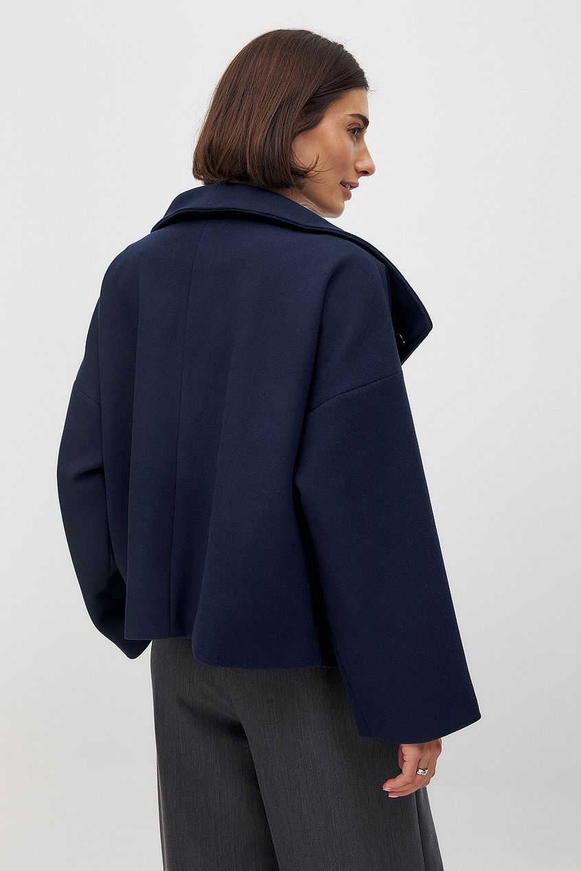 Women's Short Wool Jacket with Double Snap Closure