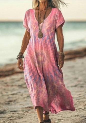 Women's V-Neck A-Line Midi Dress