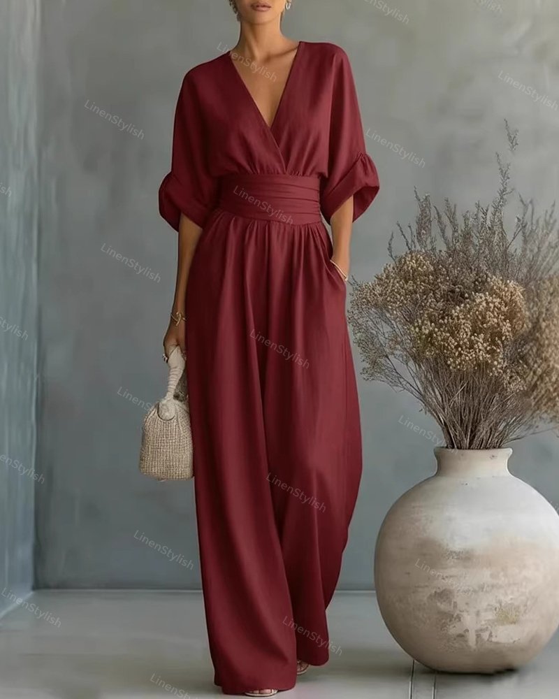 Women's V-Neck Wrap Jumpsuit