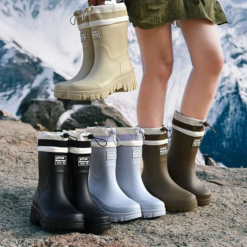 Women's Waterproof Retro Rain Boots with Non-Slip Sole