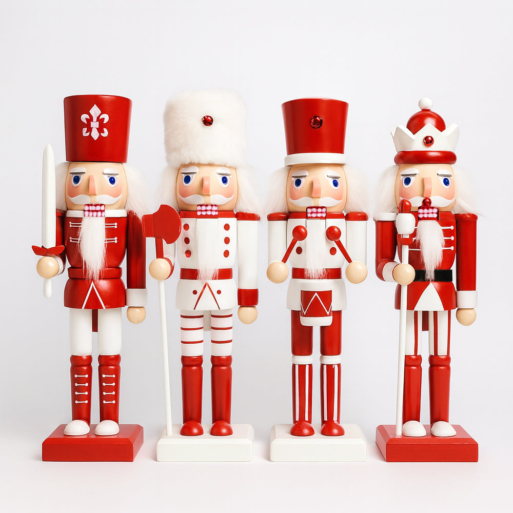Wooden Nutcracker Figurines – 24 cm, Set of 4