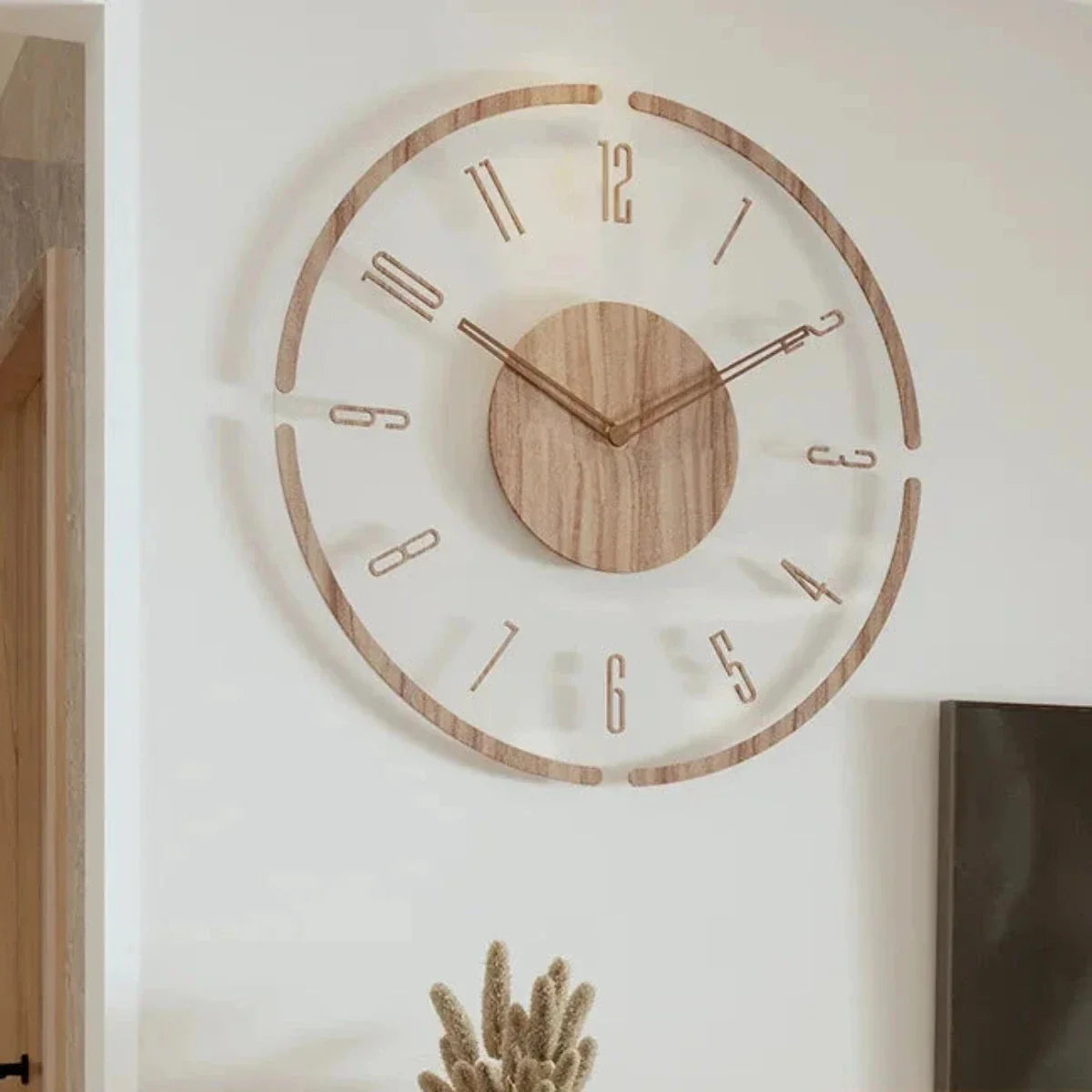 Yara Wall Clock in Scandinavian Style – Elegant Wall Clock for Living Room Made of Wood