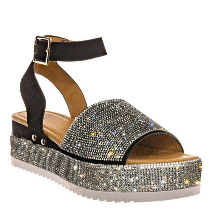 Image of Zoe | Women's Rhinestone Embellished Platform Sandals