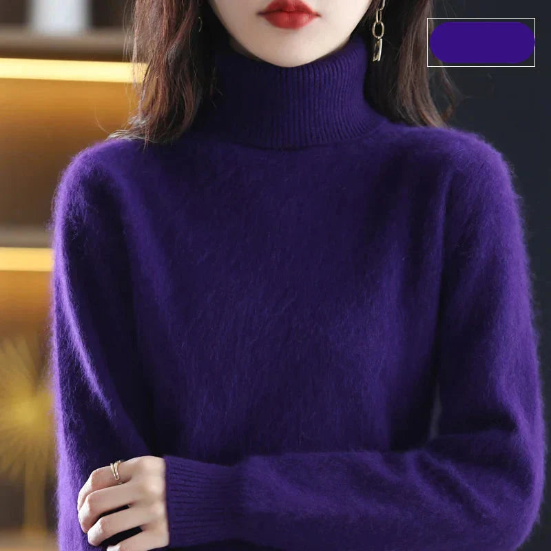 100% Pure Cashmere High-Neck Sweater for Autumn and Winter