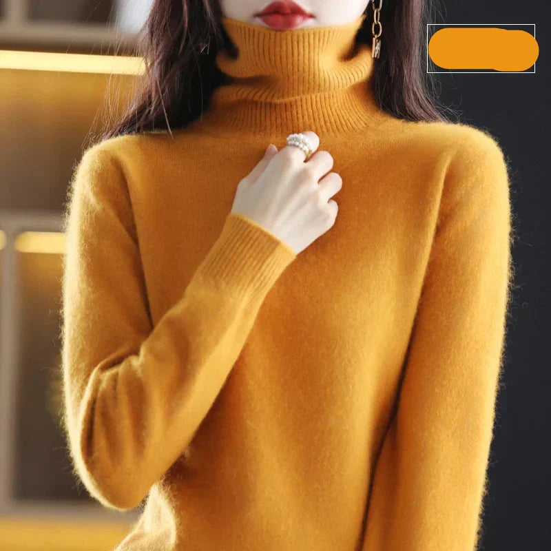 100% Pure Cashmere High-Neck Sweater for Autumn and Winter