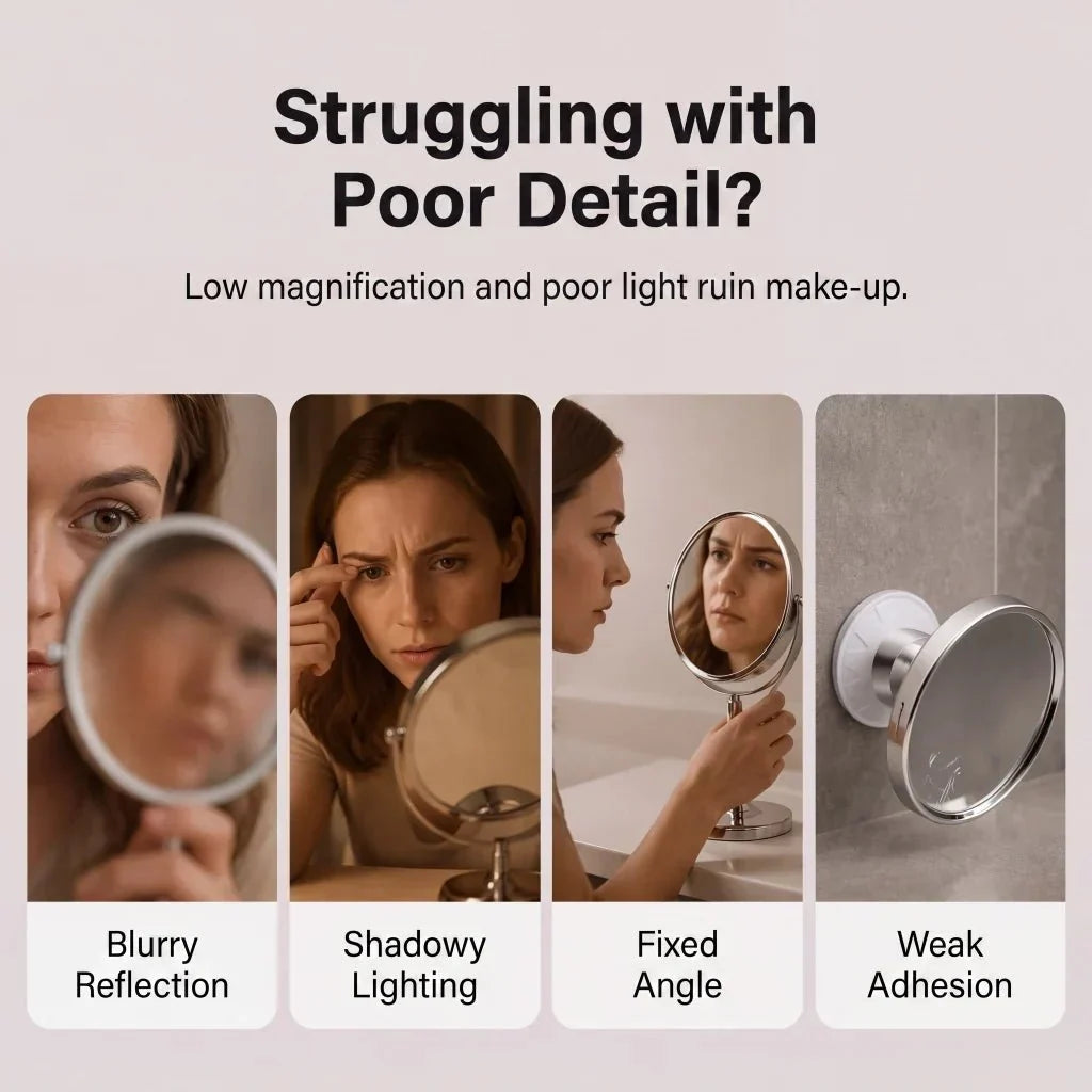 10X Magnifying LED Makeup Mirror with Suction Cup and 360° Rotation