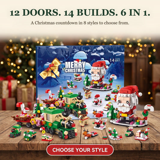 12-Day Christmas Brick Advent Calendar, 14 Builds, 6-in-1, Choice of 8 Styles