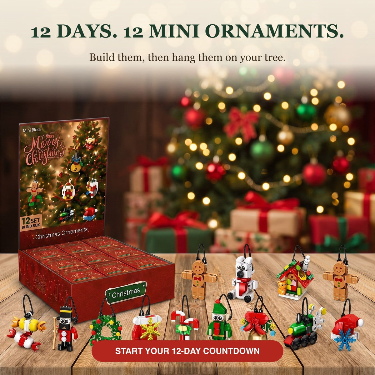 12 Days of Christmas Mini Brick Ornament Advent Calendar