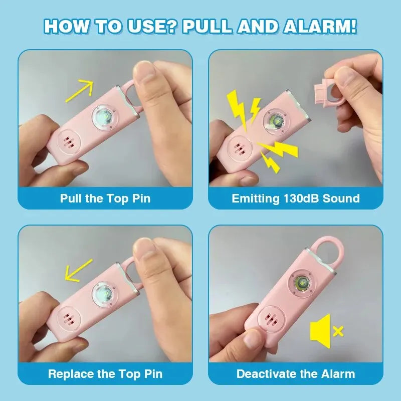 130dB Rechargeable Personal Safety Alarm Keychain