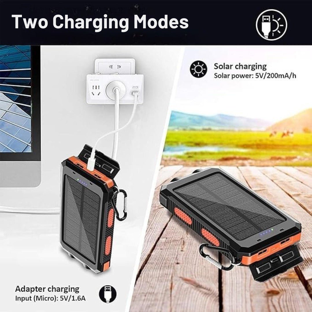 20,000mAh Solar Power Bank with Dual USB & LED Light