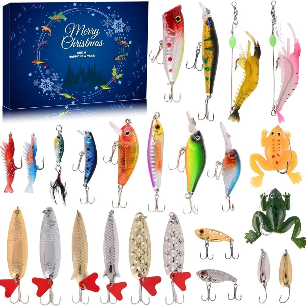 24-Day Fishing Advent Calendar with Premium Baits and Tools