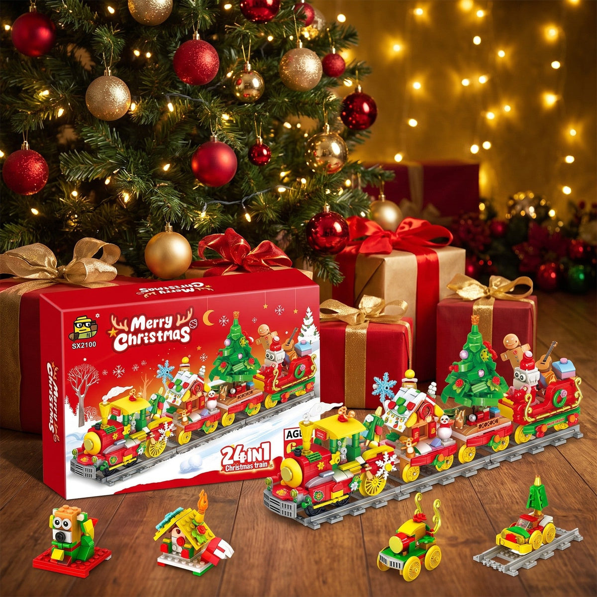 24-in-1 Holiday Train Brick Advent Calendar, 872 Pieces