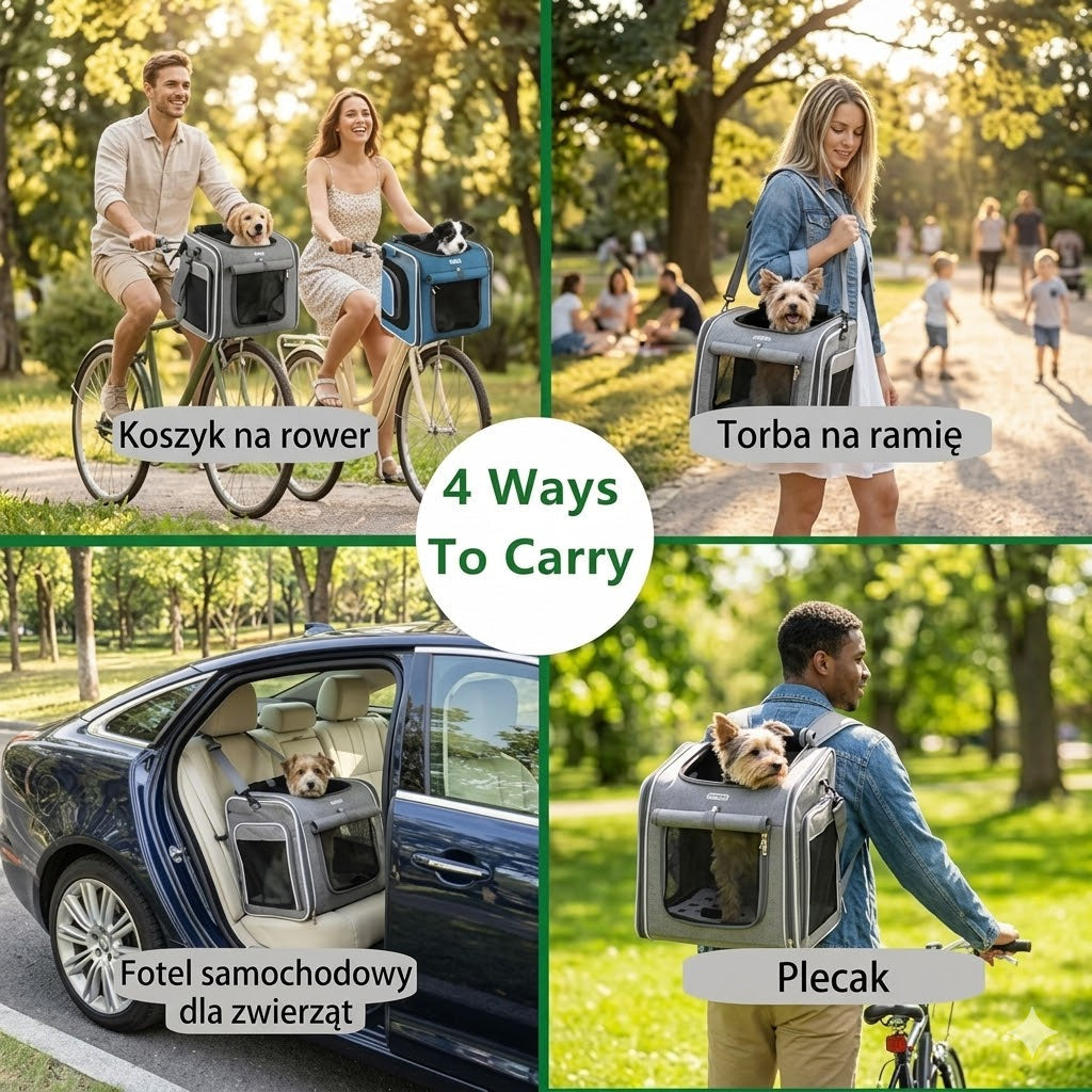3-in-1 Transport Bag for Dogs on Bicycle – Safety and Comfort