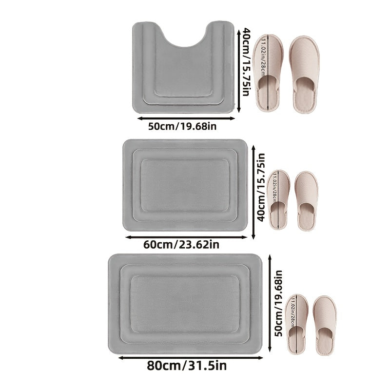3-Piece Bathroom Mat Set with Non-Slip and Absorbent Design