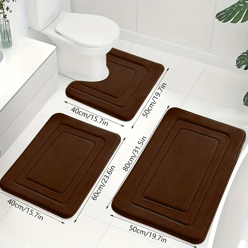 3-Piece Bathroom Mat Set with Non-Slip and Absorbent Design
