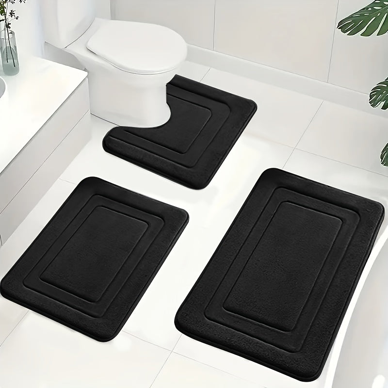 3-Piece Bathroom Mat Set with Non-Slip and Absorbent Design