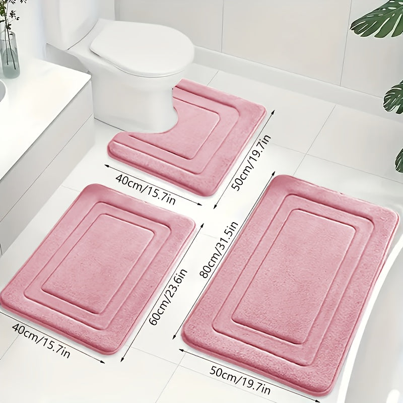 3-Piece Bathroom Mat Set with Non-Slip and Absorbent Design