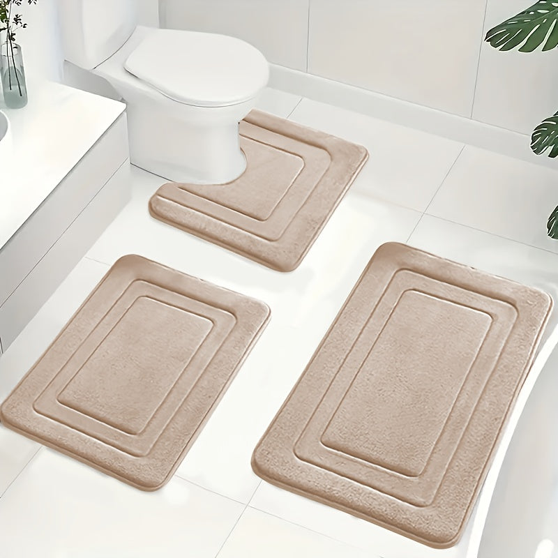 3-Piece Bathroom Mat Set with Non-Slip and Absorbent Design