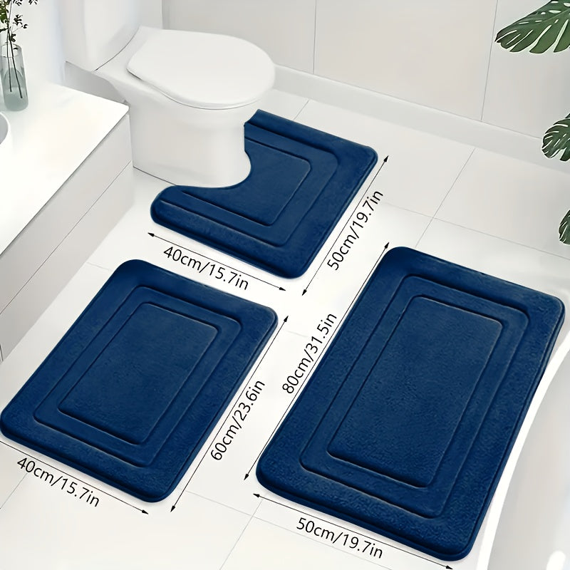 3-Piece Bathroom Mat Set with Non-Slip and Absorbent Design