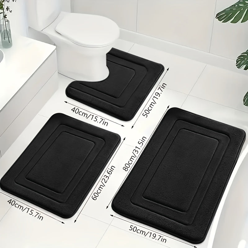 3-Piece Bathroom Mat Set with Non-Slip and Absorbent Design