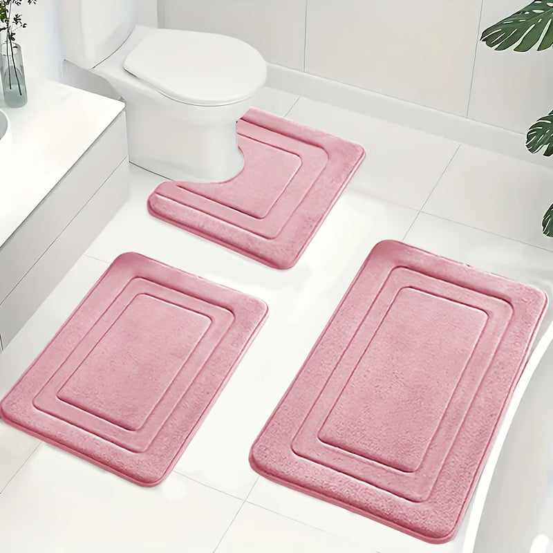 3-Piece Bathroom Mat Set with Non-Slip and Absorbent Design