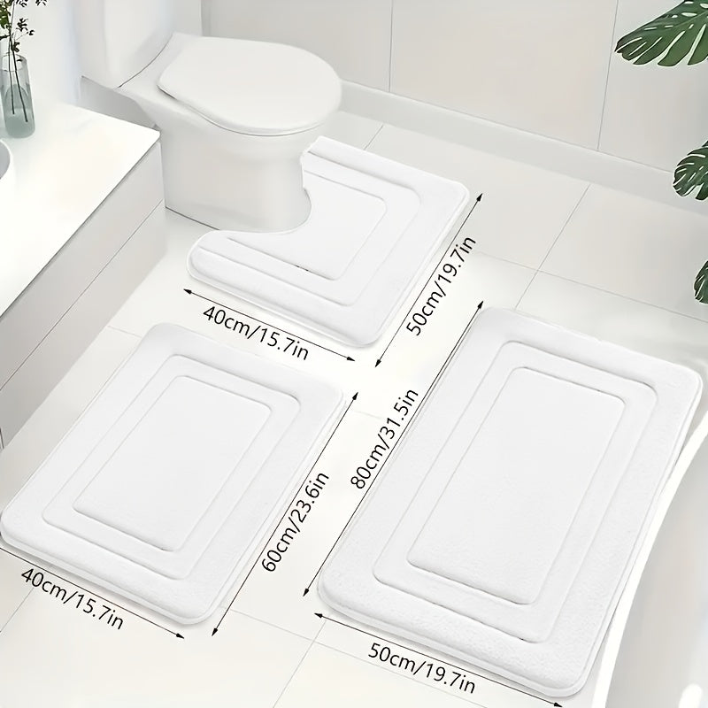 3-Piece Bathroom Mat Set with Non-Slip and Absorbent Design