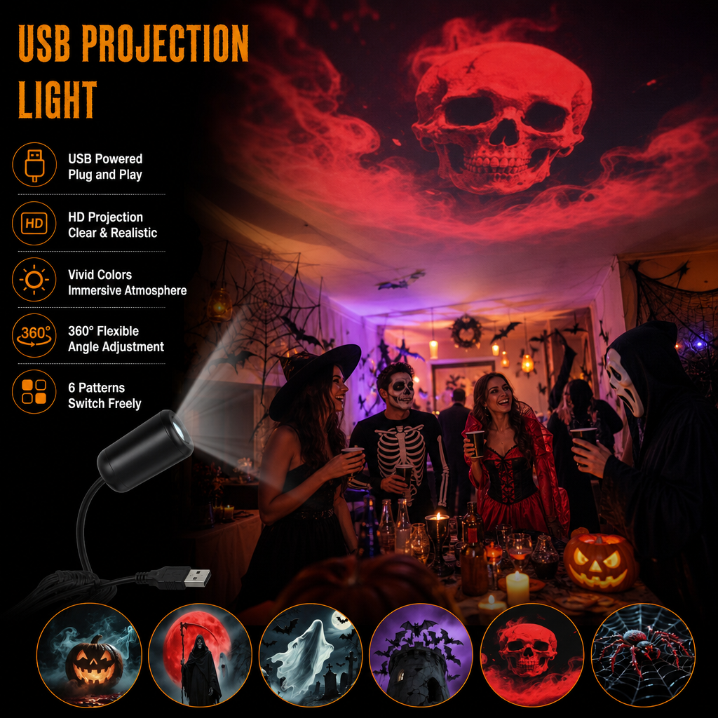 360° Rotating Night Light Projector Lamp