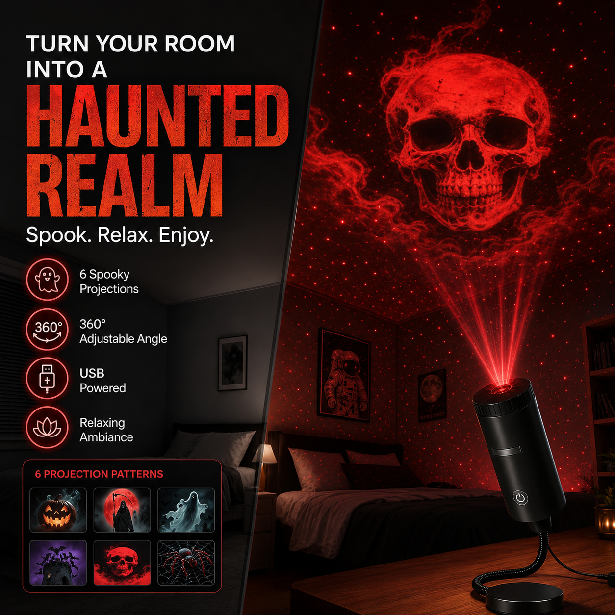 360° Rotating Night Light Projector Lamp