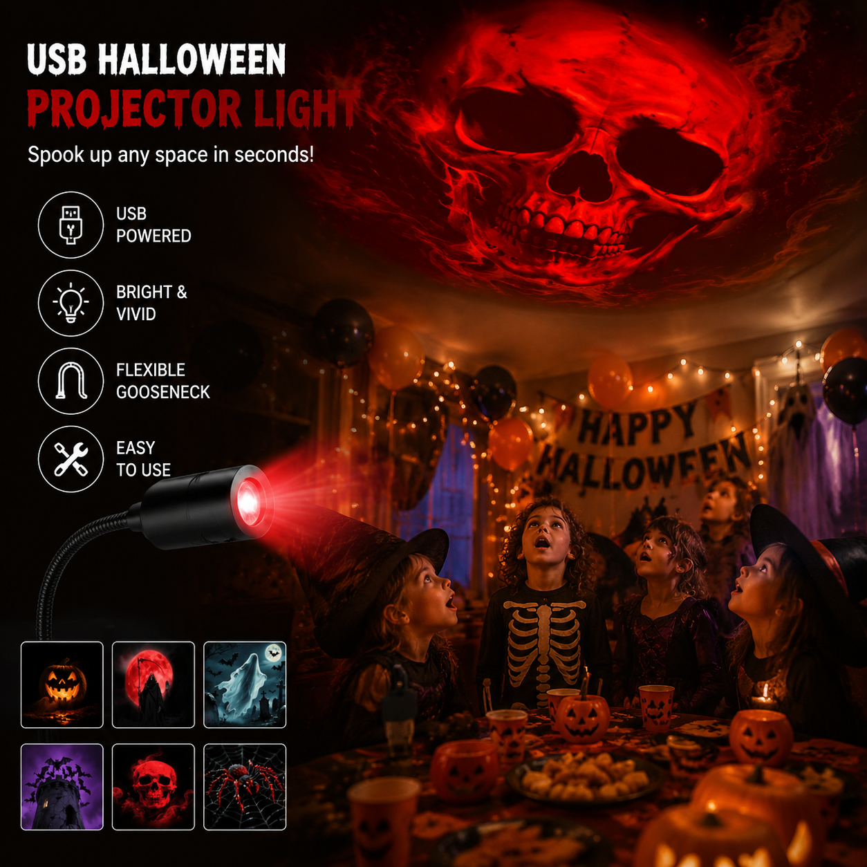 360° Rotating Night Light Projector Lamp