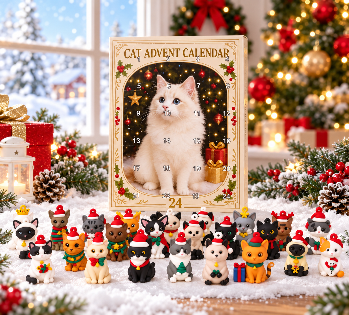 3D Cat Advent Calendar - Christmas Holiday Countdown