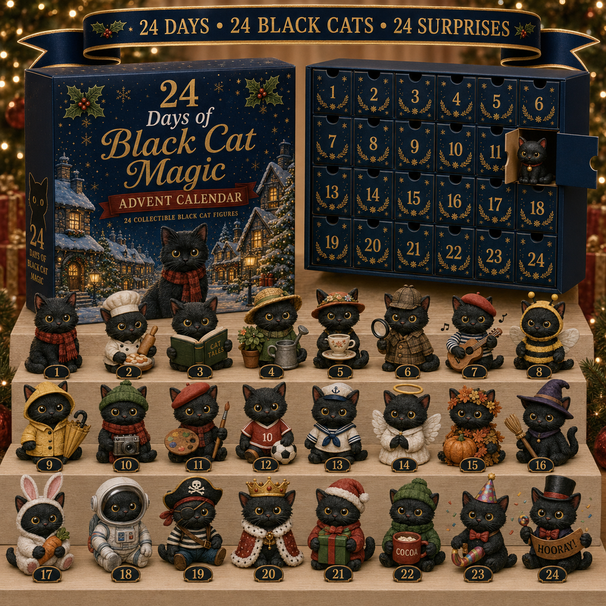 3D Cat Advent Calendar - Christmas Holiday Countdown