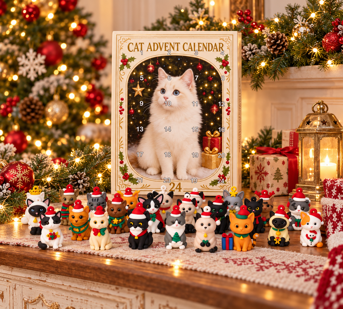 3D Cat Advent Calendar - Christmas Holiday Countdown