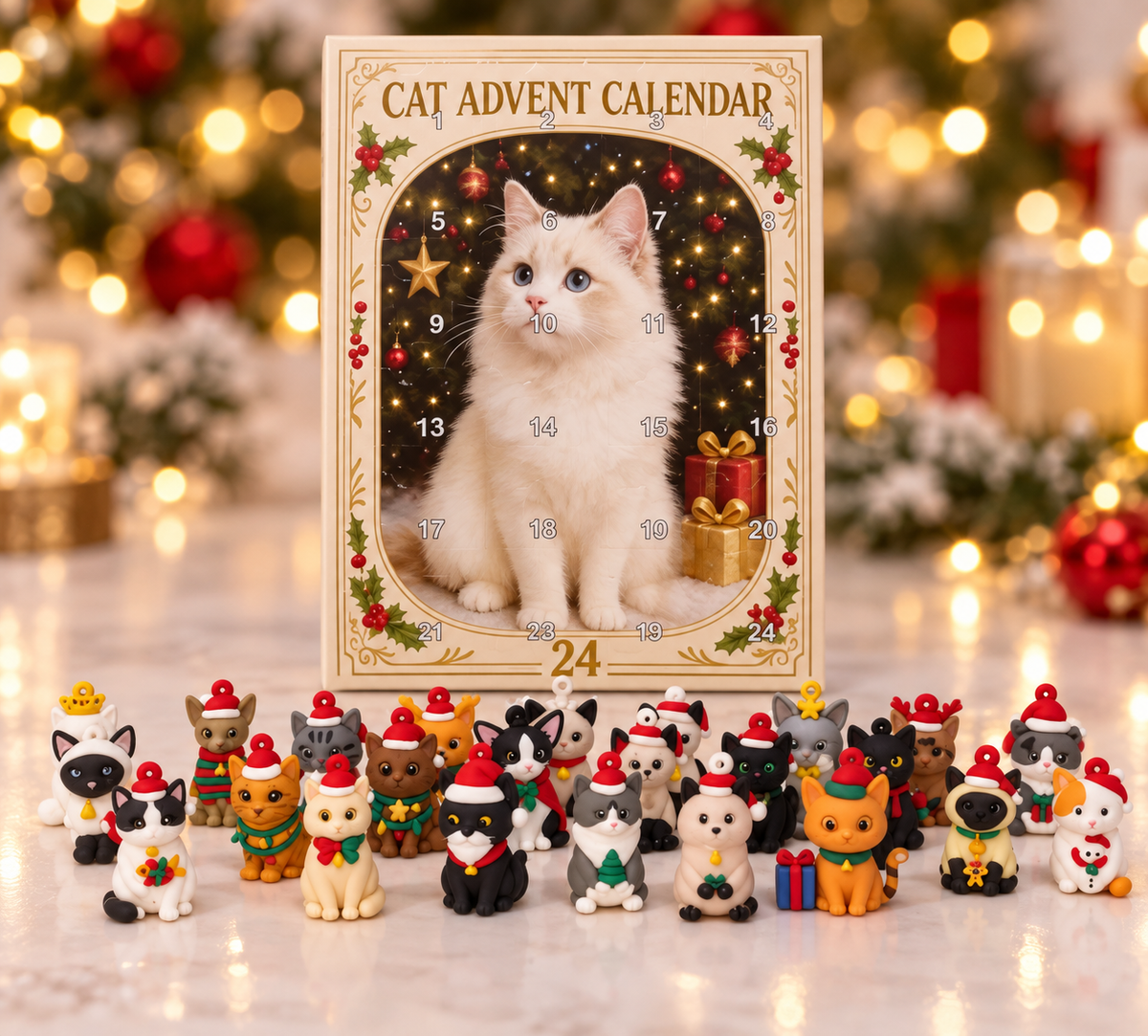 3D Cat Advent Calendar - Christmas Holiday Countdown