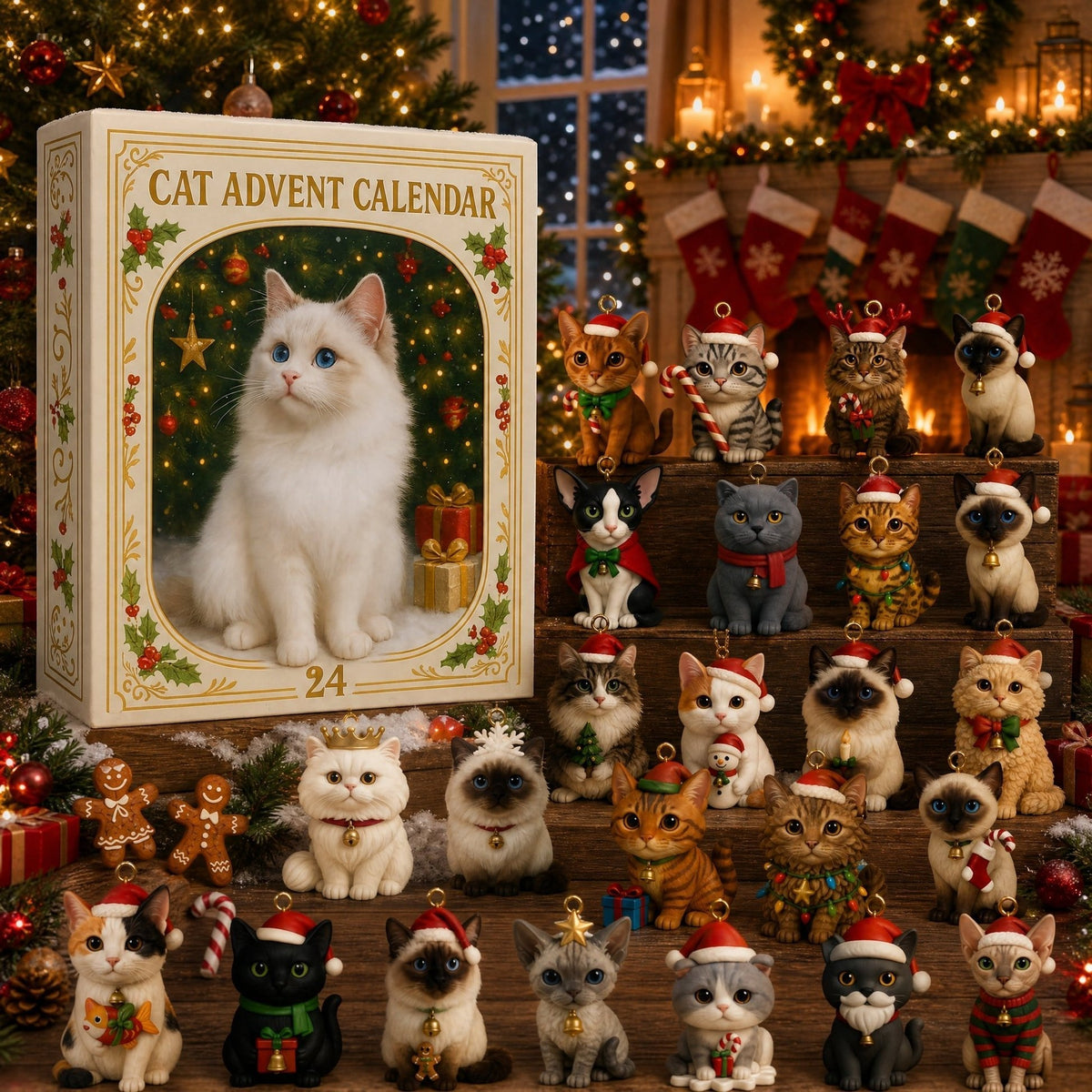 3D Cat Advent Calendar - Christmas Holiday Countdown