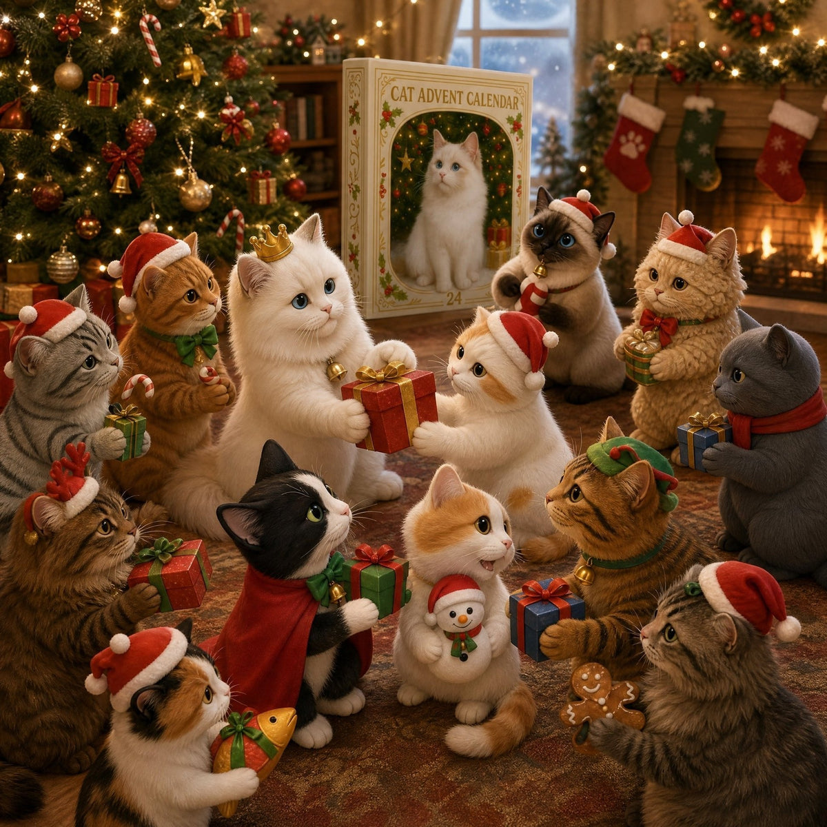 3D Cat Advent Calendar - Christmas Holiday Countdown