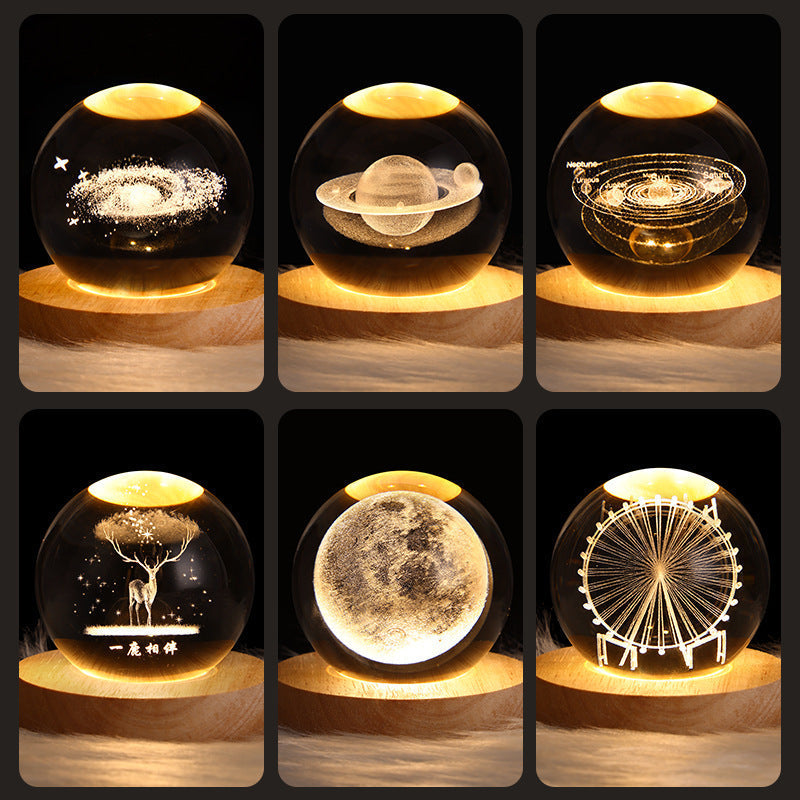 3D Galaxy Crystal Ball LED Night Light