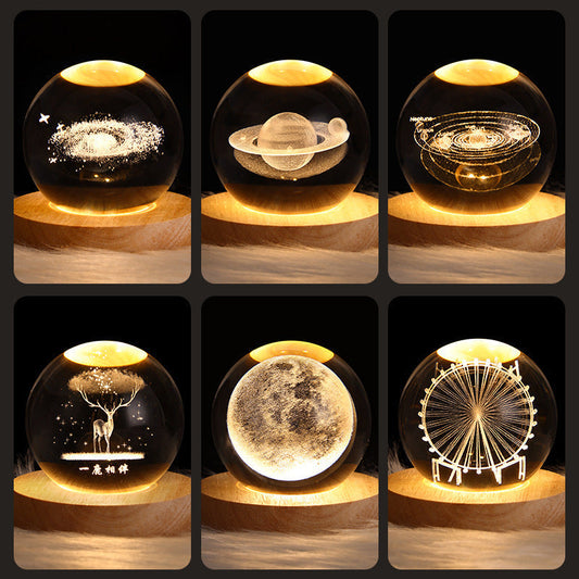 3D Galaxy Crystal Ball LED Night Light