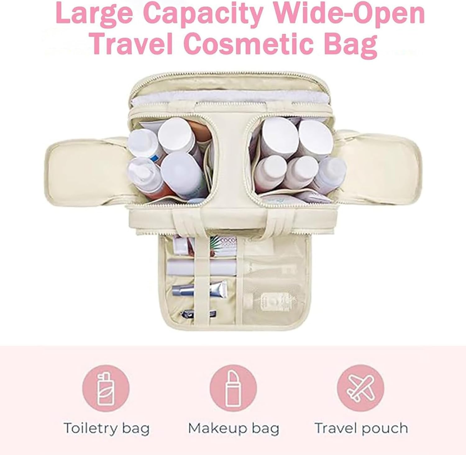 4-in-1 Puffy Toiletry Bag for Women – Large Travel Makeup & Skincare Organizer
