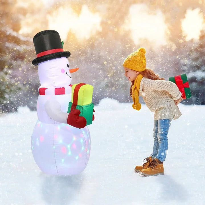 5ft Inflatable Snowman Outdoor Decoration with Rotating LED Lights, Weatherproof Christmas Blow Up Yard Decor
