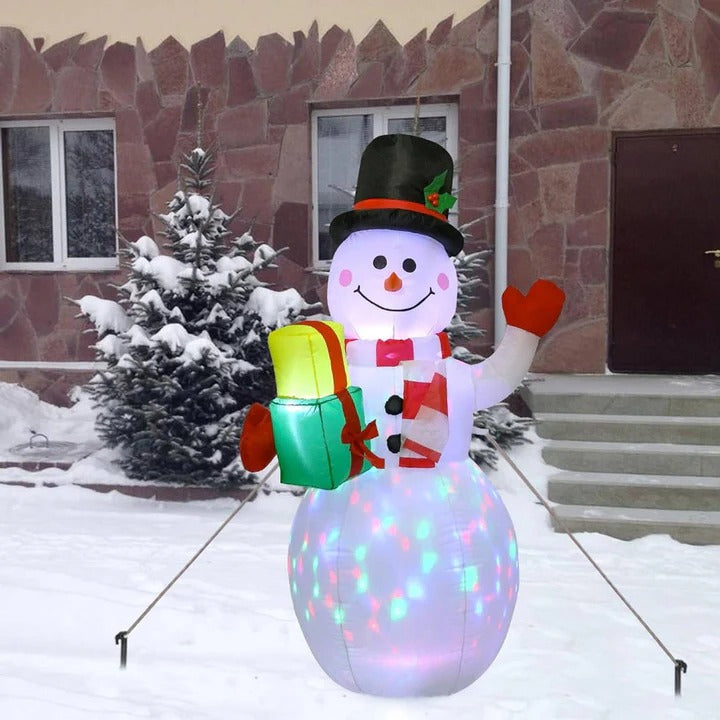 5ft Inflatable Snowman Outdoor Decoration with Rotating LED Lights, Weatherproof Christmas Blow Up Yard Decor