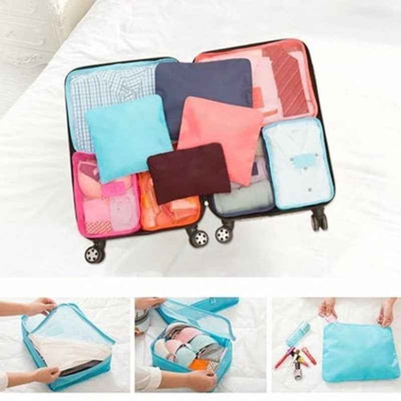 6 pcs Portable Luggage Packing Cubes - Organize Your Travel Efficiency