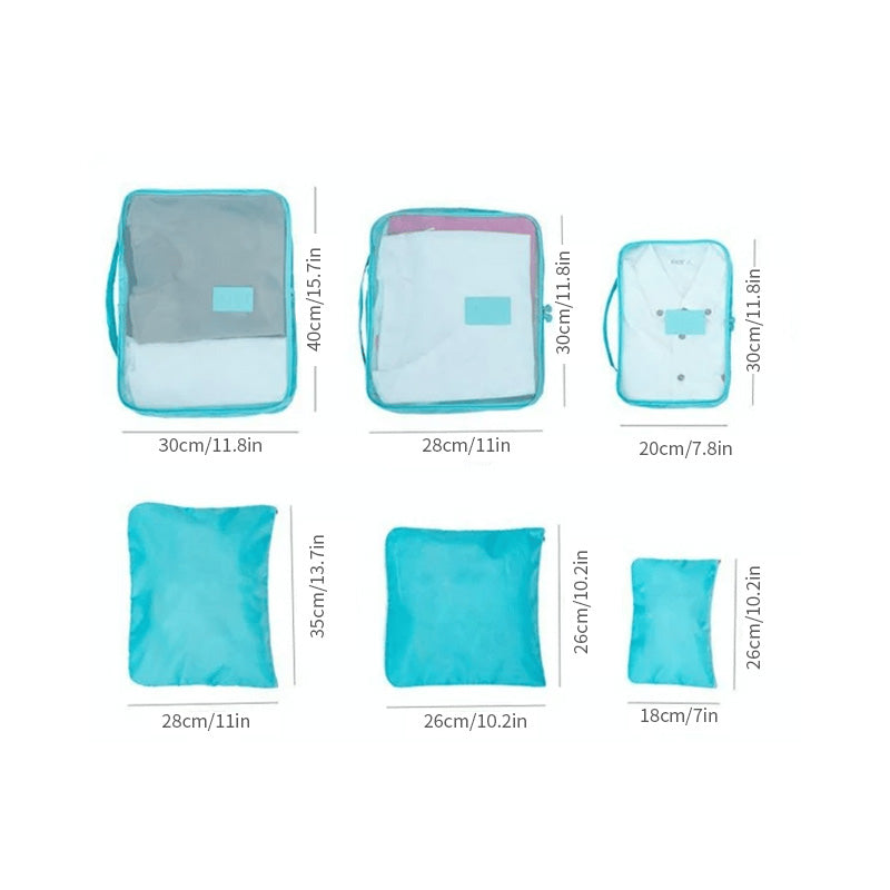 6 pcs Portable Luggage Packing Cubes - Organize Your Travel Efficiency