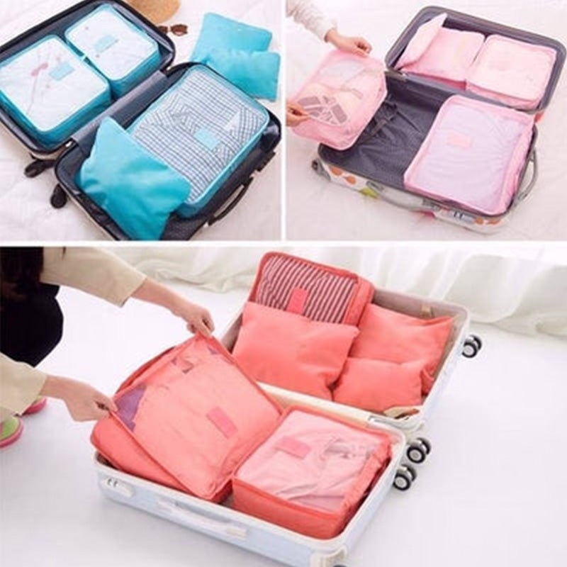 6 pcs Portable Luggage Packing Cubes - Organize Your Travel Efficiency