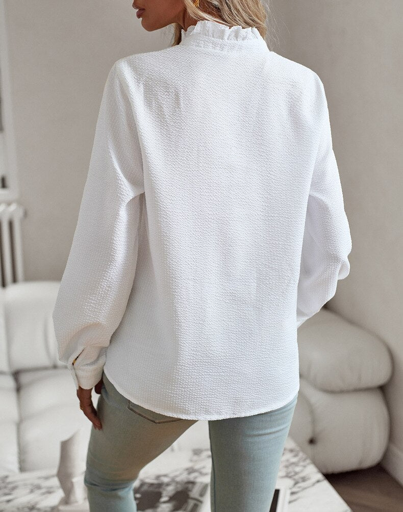 Image of Adeline | Women's Long Sleeve Ruffle Blouse